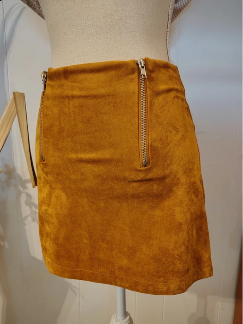 Camel colored Velvety Mini Skirt perfect for Fall